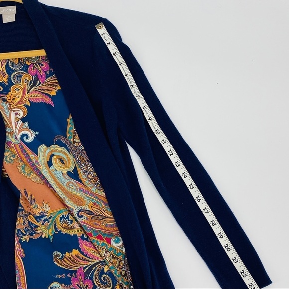 Chico’s Floral Paisley Long Sleeve Blue Cardigan - Picture 12 of 12
